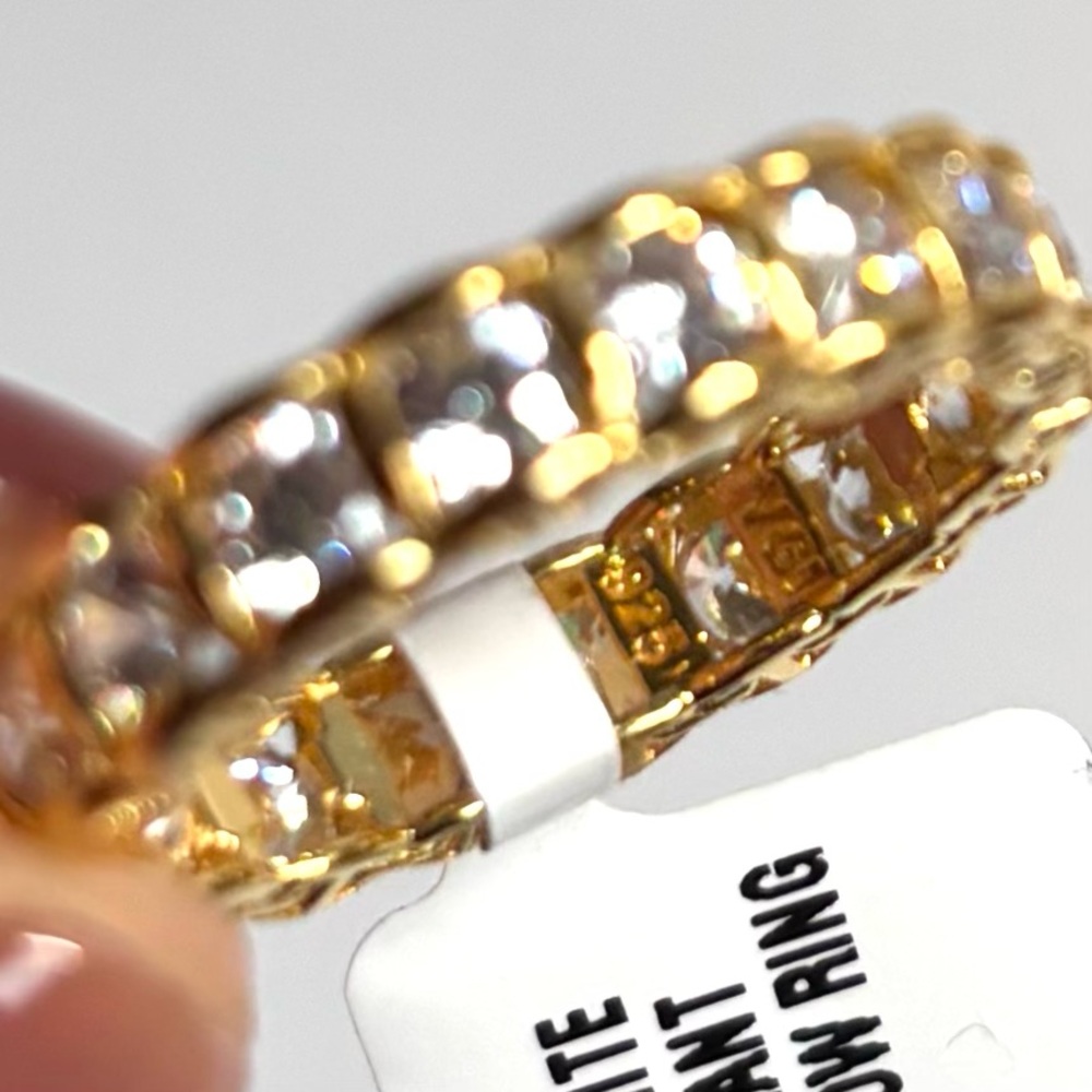 18k yellow gold-over-sterling eternity band ring - Picture 4 of 7
